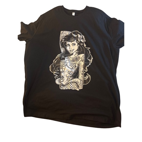 Disney Tops - Tattoo Ariel  Disney Black T-Shirt Unisex Graphic Tee Little Mermaid size medium